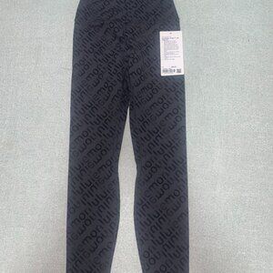 lululemon NWT Alig High-Rise Pant 25" 4 Flux Wordmark Black Multi